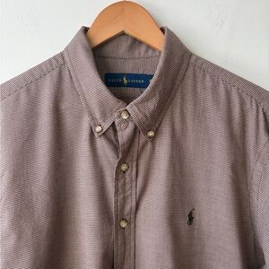 Ralph Lauren Brown Microcheck Button-Down Shirt